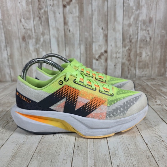 New Balance FuelCell Rebel V3 Women's Running Shoes Neon Yellow Orange WFCXLA4 - Picture 1 of 8